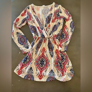 StyleRack Women’s Longsleeve Mini Dress, Abstract Print size L